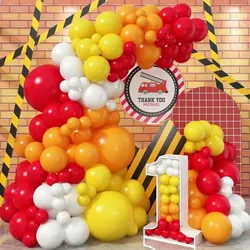 126 SZTUK Czerwone Żółte Pomarańczowe Balony Lateksowe Zestaw Łuk Strażak Balon Motyw Urodzinowy Dekoracje Urodzinowe dla Dziecka