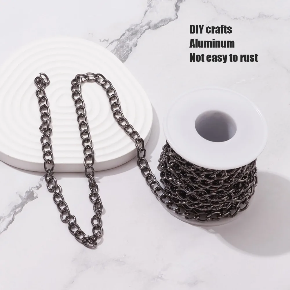 

Jewelry Tools Black Plated Aluminum Chain Oval Links Twisted Chain Curb Chain Unwelded Chain Chain Roll Bracelet Making