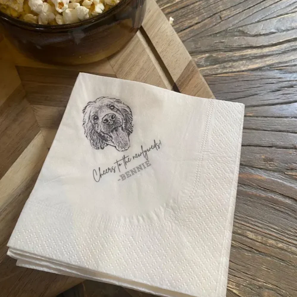 

50Pcs Custom Pet Cocktail Napkins, Dog Wedding Napkins, Custom Pet Cocktail Napkins, Customized Pet Napkins, Custom Pet Portrait