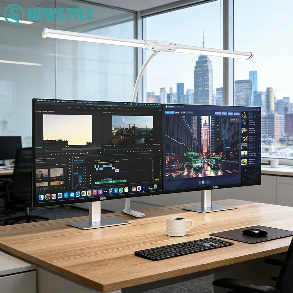 Luminária de Mesa LED para Cuidado dos Olhos com Cabeça Simples/Dupla/Tripla, Sem Luz Azul, Regulável, USB, para Leitura no Escritório