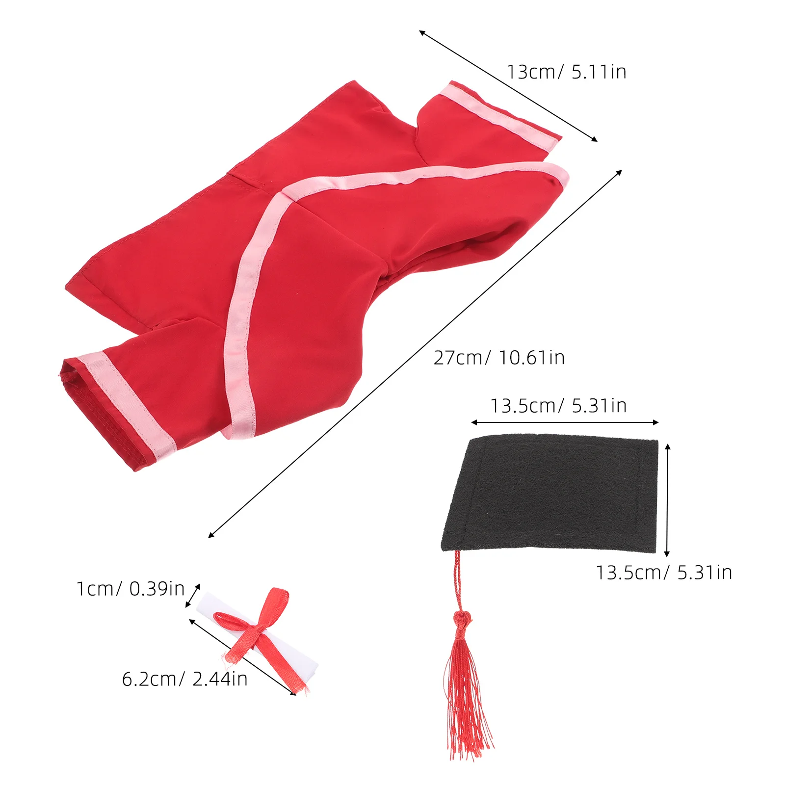 Bear Graduation Gown Cap Set 30cm Mini Tassel Photo Prop Accessory for Stuffed Animal Celebrations Graduation Hat Decorations