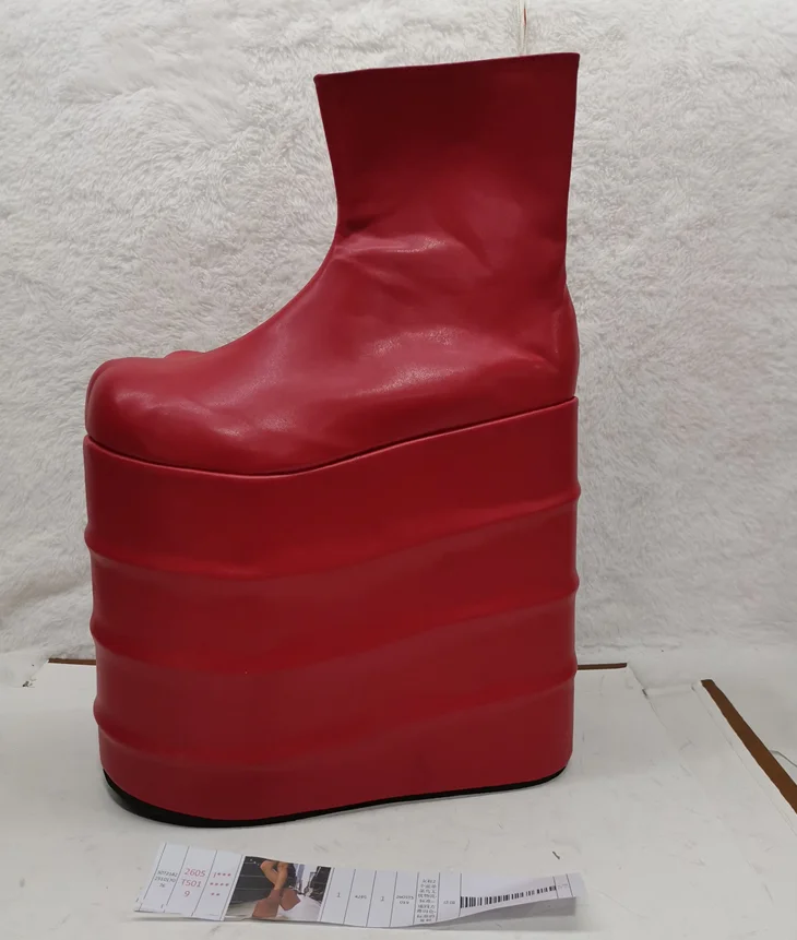 Golden Platform Sexy Y2K Ankle Boots Round Toe Height Increase Solid Side Zip Women Fashion Boots 2025 Spring Catwalk Shoes New