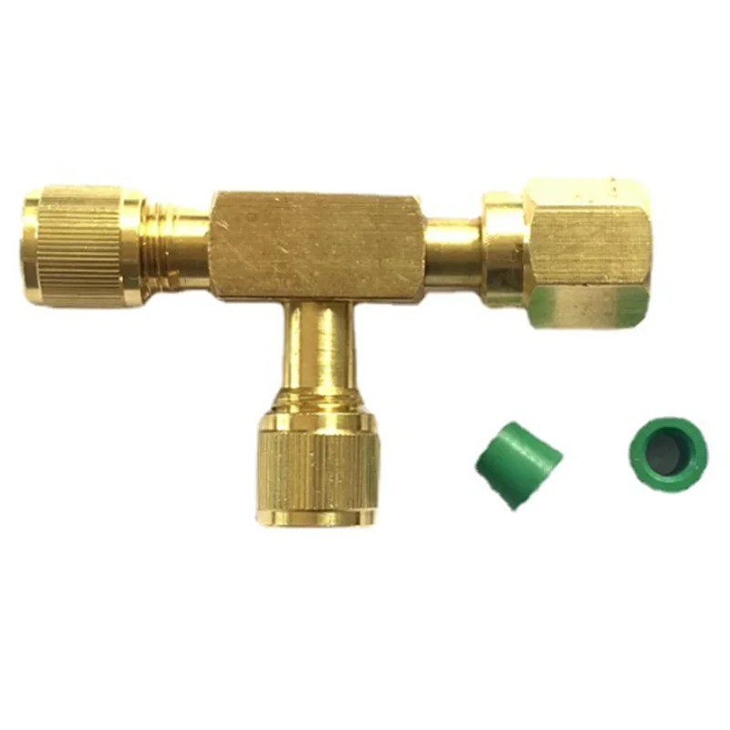 NOCM T-Adapter Met Draaibare 1/4 SAE Buitendraad Fittings Nieuwe Pomp Massief Messing Koeling Service Klep