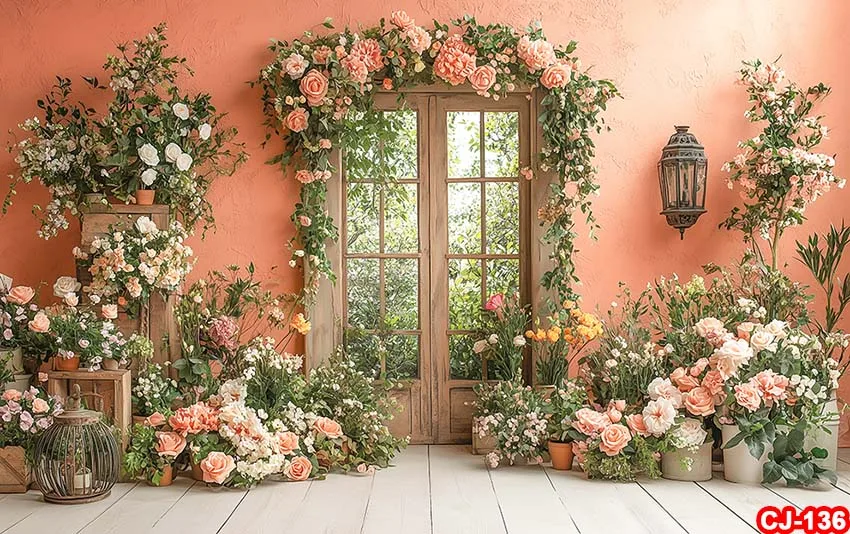 Фон для цветочного магазина, весенние цветы, горшечные растения, винтажный фон для фотосъемки, пасхальная вечеринка, украшения для дня рождения