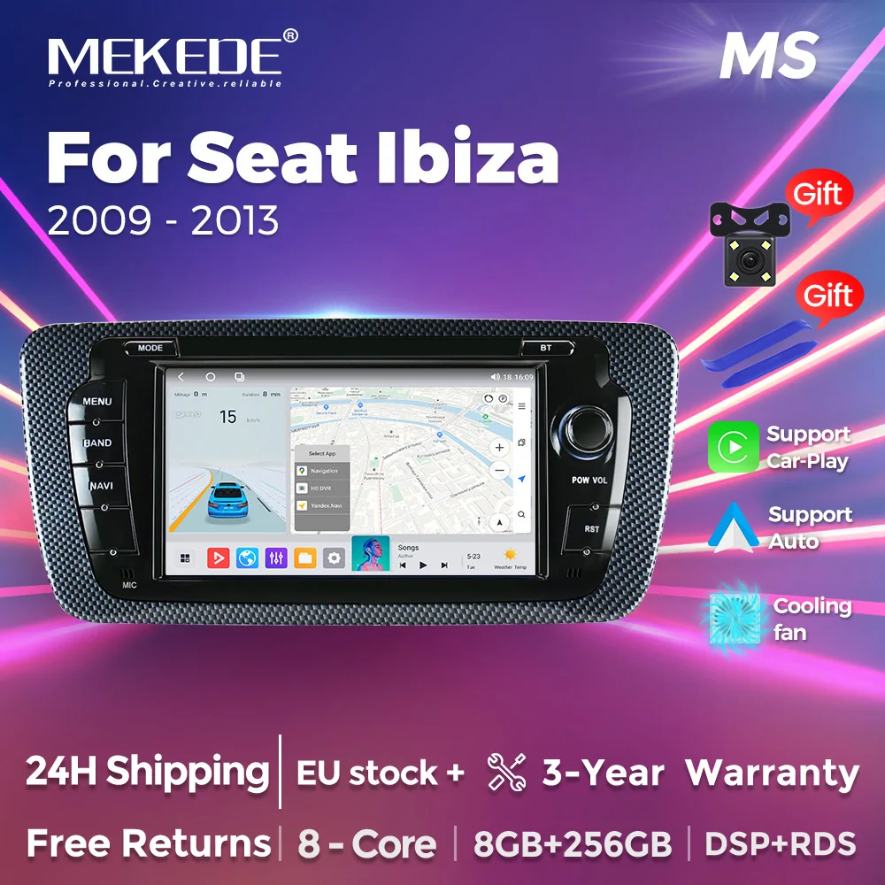 MEKEDE Android 14 Lettore Multimediale Per Seat Ibiza 6j 2009-2013 GPS Carplay Android Auto 4G DSP RDS WIF Controllo Vocale Autoradio