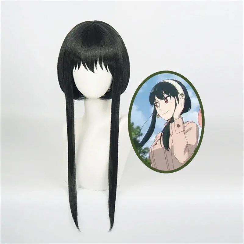 أنيمي الجاسوس × الأسرة يور مزور شعر مستعار تأثيري طويل أسود مقاومة للحرارة الاصطناعية الشعر تجسس الأسرة هالوين الباروكات غطاء شعر مستعار