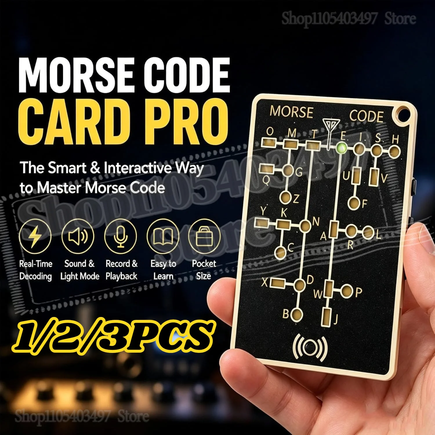 Morse Code Trainer Card Pro-Interactive LED Audio Telegraph Practice Tool Real-Time Feedback Record