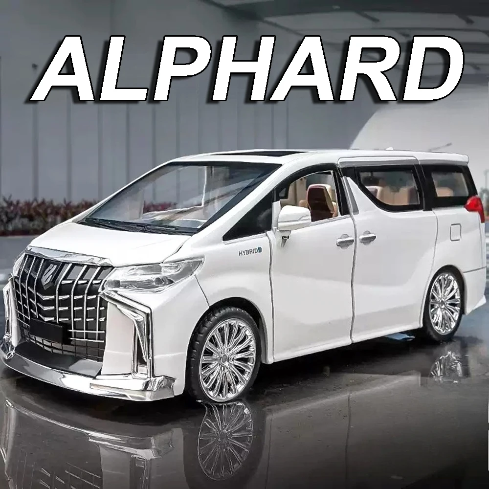 1:24 alphard vellfire modelo carro brinquedos liga diecast veículos de negócios em miniatura som luz portas abertas puxar para trás para crianças presentes