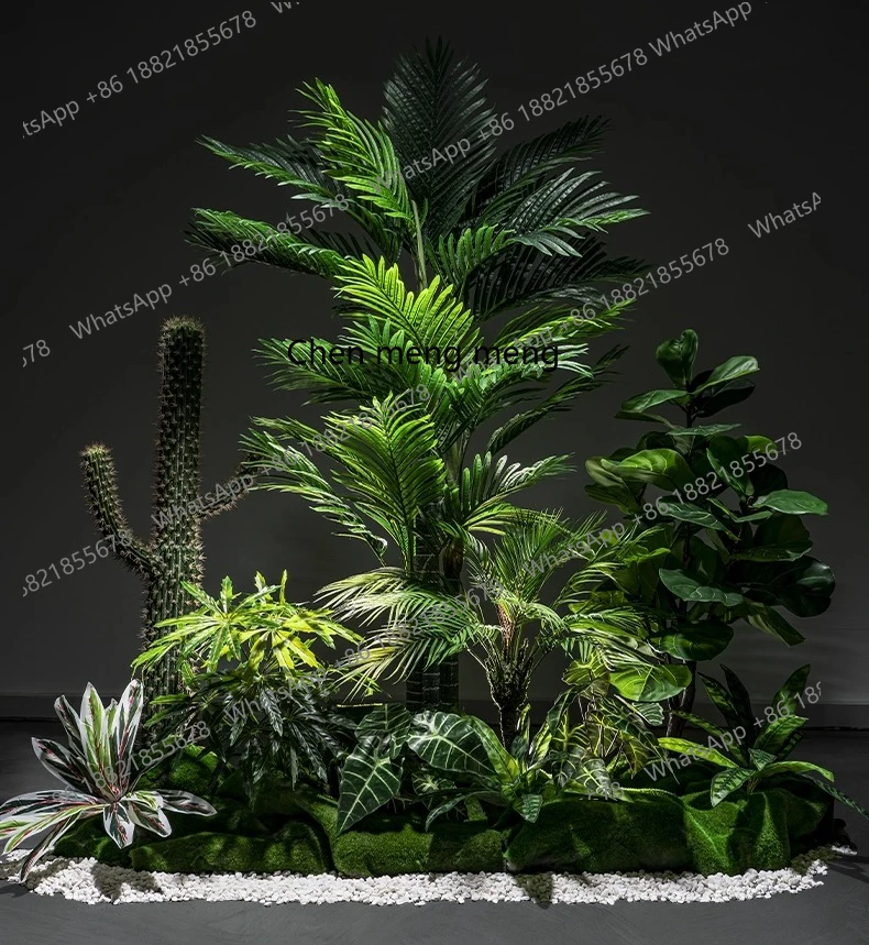 المناظر الطبيعية للنباتات الخضراء المقلدة على نطاق واسع، شجرة وهمية، نباتات ممتدة من الأرض إلى السقف، نباتات بوعاء مزخرفة بالزاوية #5