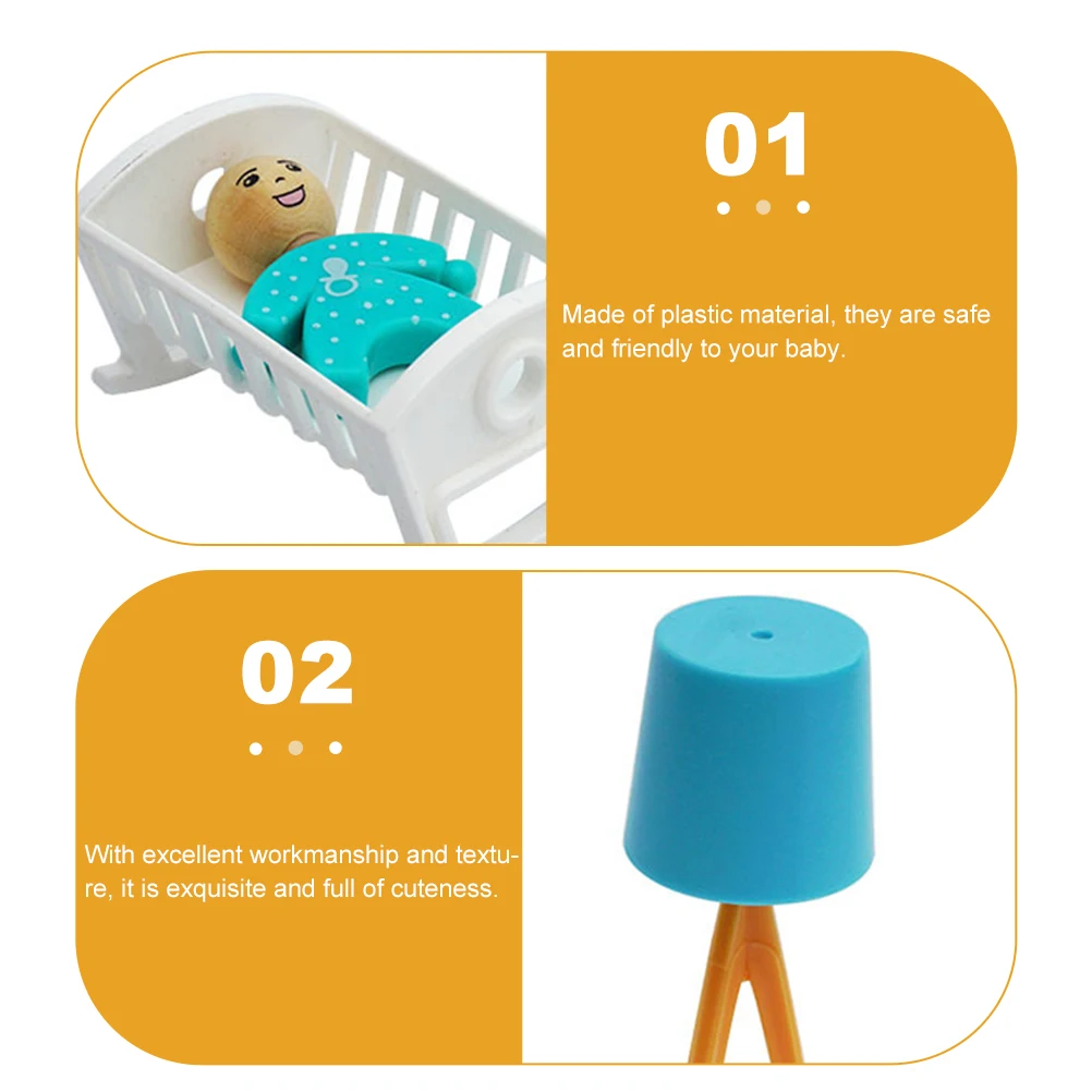 

Simulated Crib Floor Lamp Mini Furniture Ornament Dollhouse Decoration Bed Miniature Simulation Miniatures Toy Model