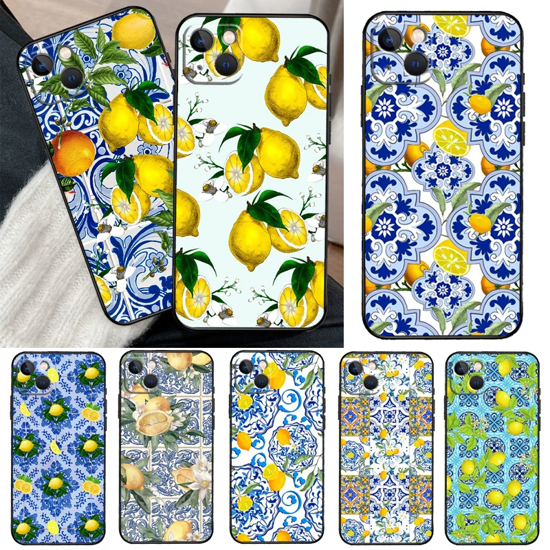 Mediterranean Lemon Case For iPhone 16 15 14 Pro Max Plus 13 12 Mini 11 Pro Max Back Cover