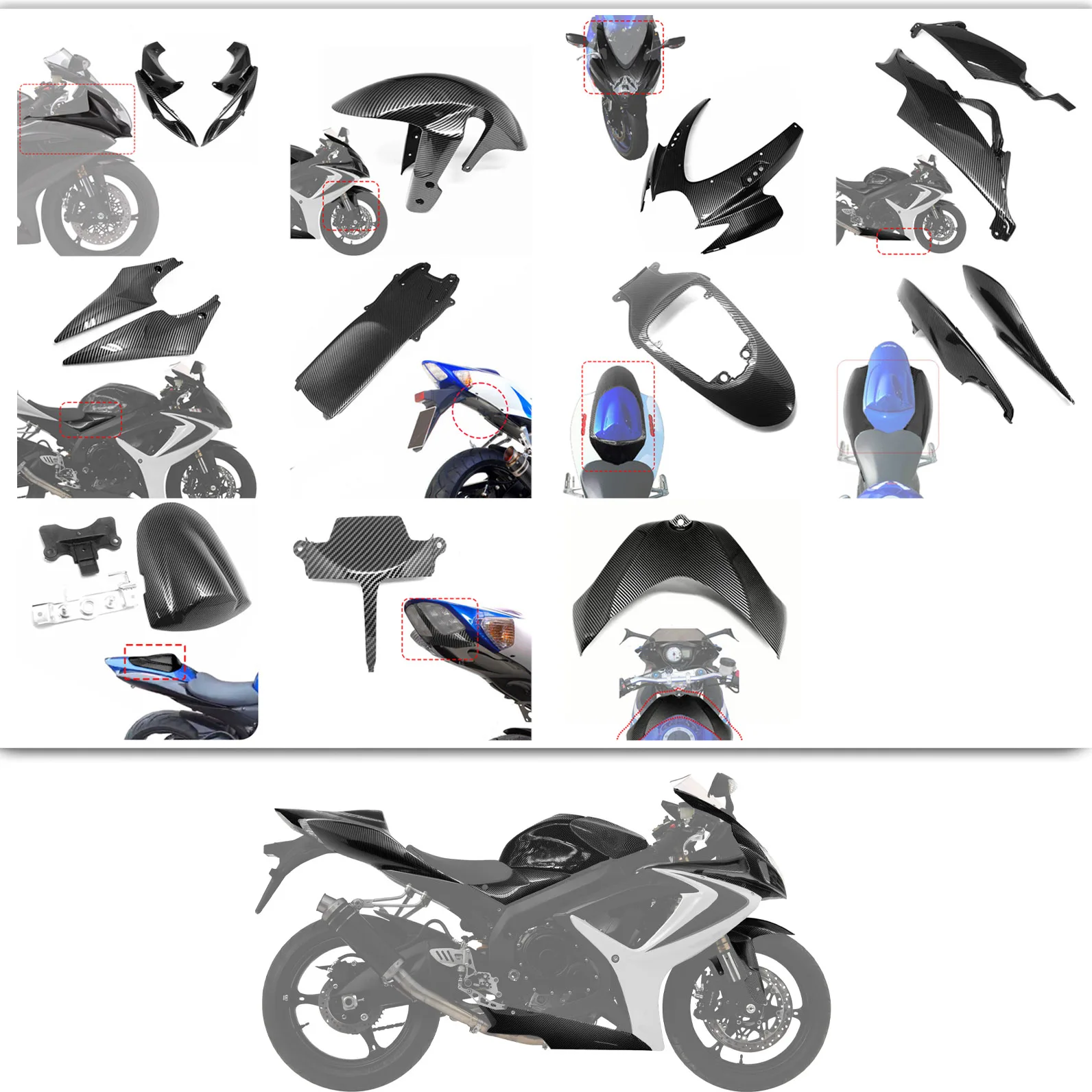 

Carbon Fiber Pattern Front Complete Bodywork Fender Fairing Cowls for suzuki k7 gsxr750 600 gsx-r750 r600 gsxr 750 2006 - 2007