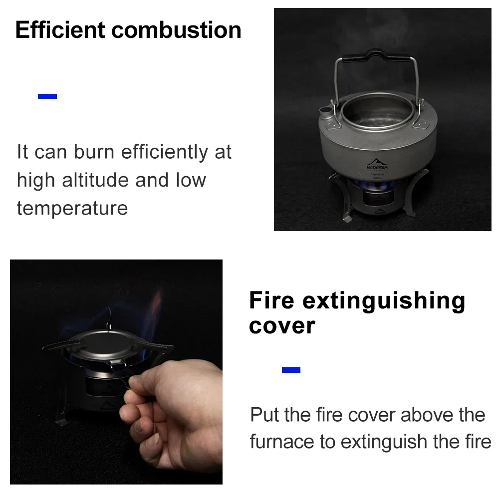 Widesea CampingTitanium Alcohol Stove Fire Wood Heater Tourist Burner Cooker Outdoor Survival Trekking Hiking Supplies Picnic