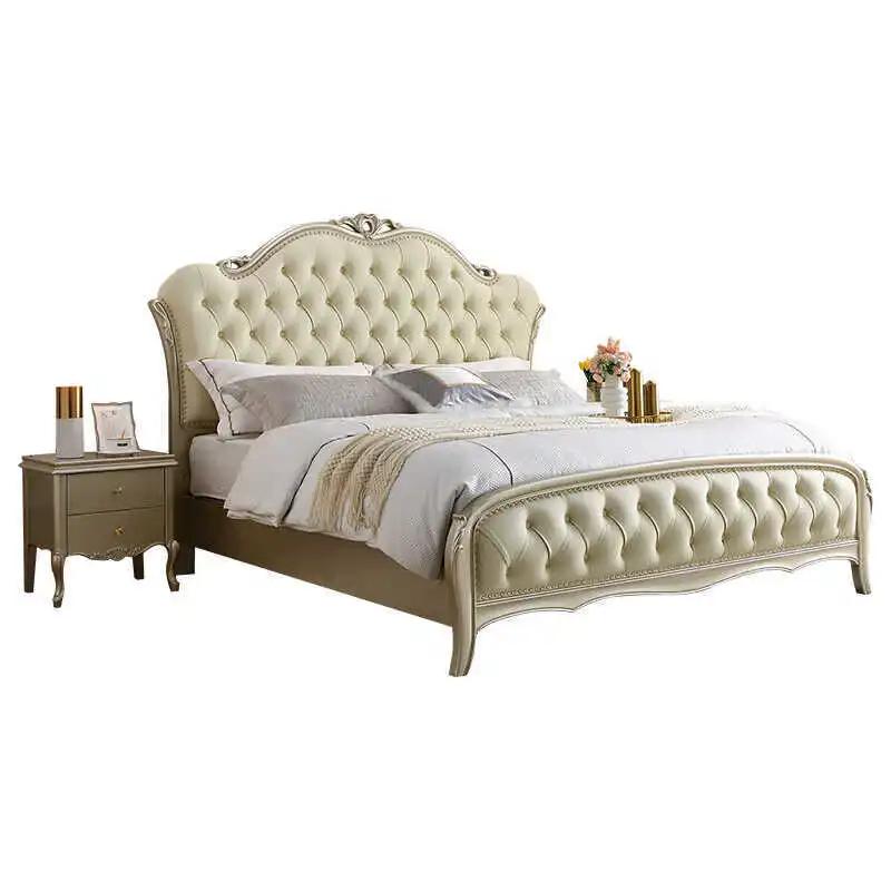 

American solid wood double bed 1.8 meters master bedroom light luxury 1.5 meters bedroom European high-end princess weddi bed