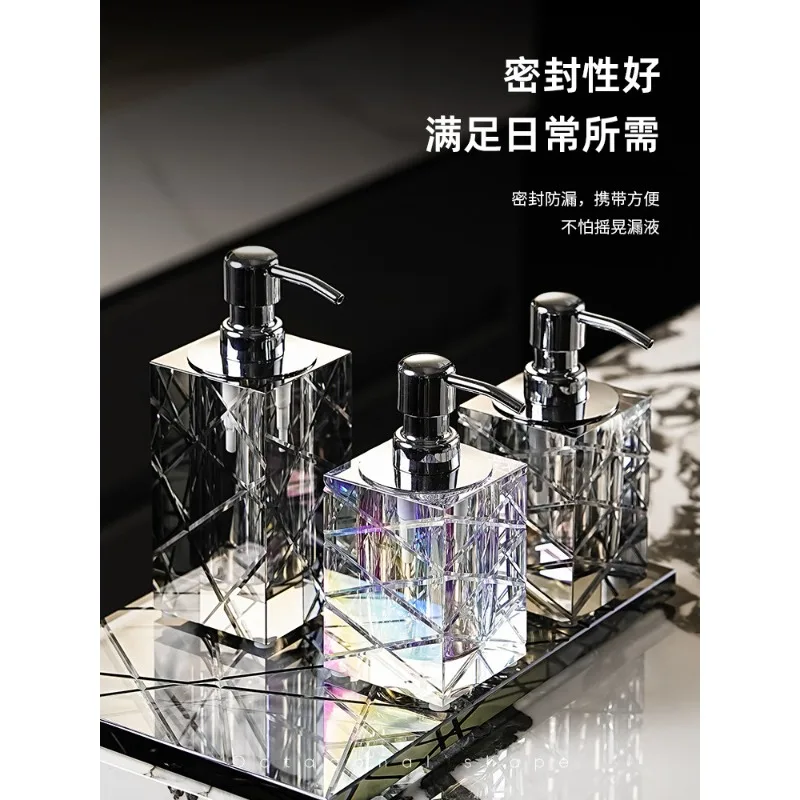 High-end grooved hand sanitizer bottle hotel model room club crystal glass lotion bottle water milk sub-bottle light luxury