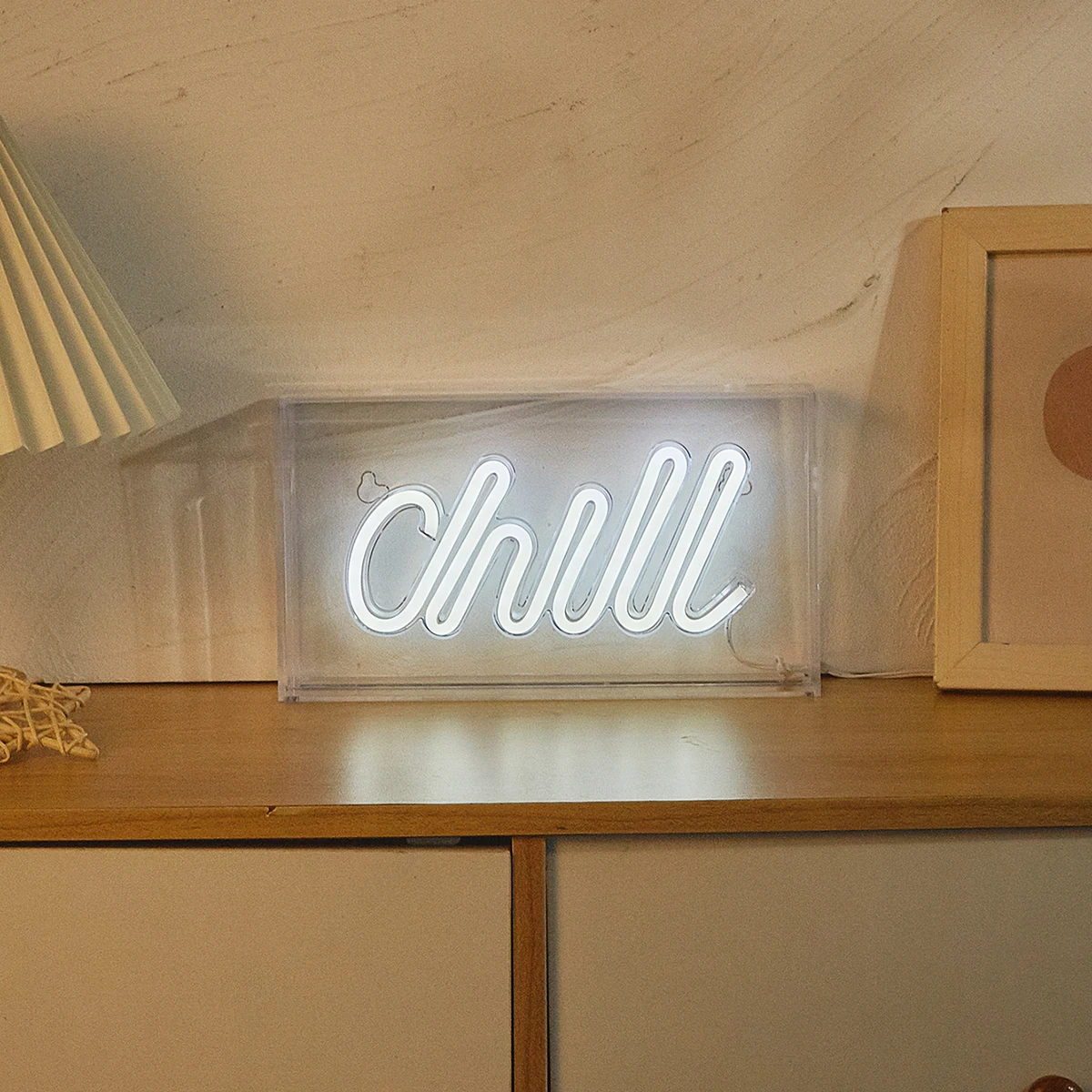 

Chi-buy светодиодный неоновый светильник Chill Box с питанием от USB, неоновые вывески, настольный ночник, 3D светильник для декора спальни, комнаты, знаки, подарок на день рождения