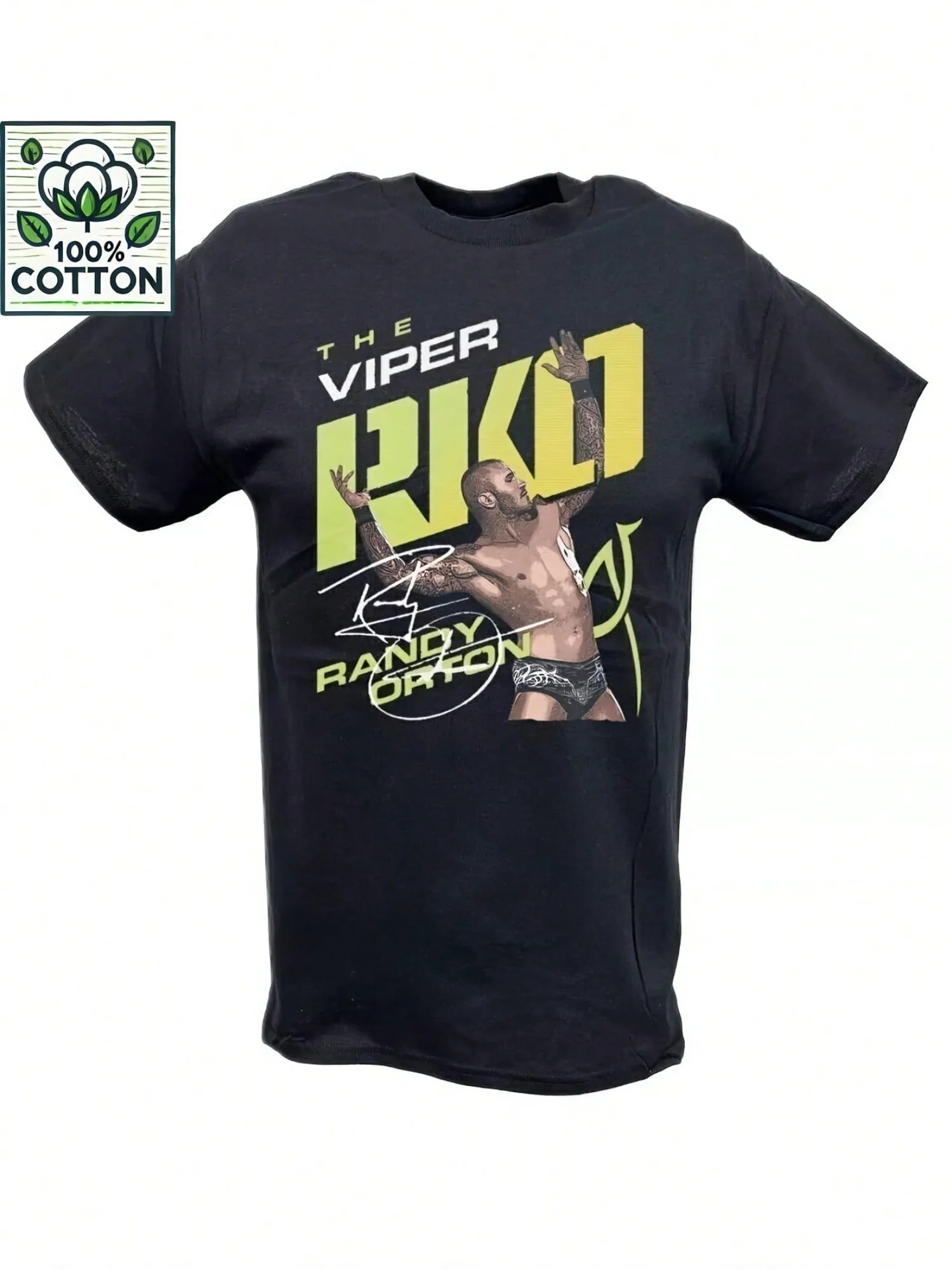 

Черная футболка Randy Orton Viper RKO Pose в стиле ретро с графическим рисунком для борьбы