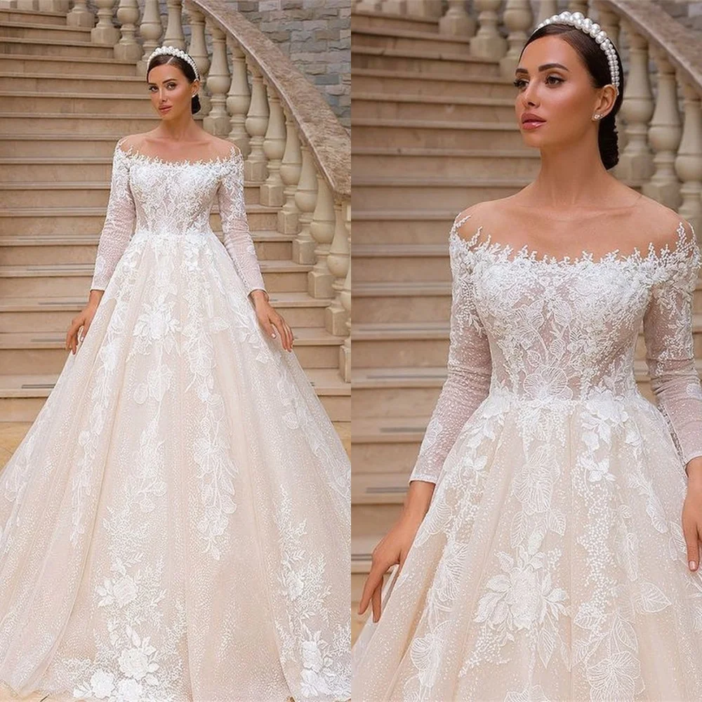 ที่กําหนดเองสีขาว Organza ชุดแต่งงานประณีต Strapless แขนยาวเจ้าสาวง่ายซิปด้านหลัง Vestido De Novia