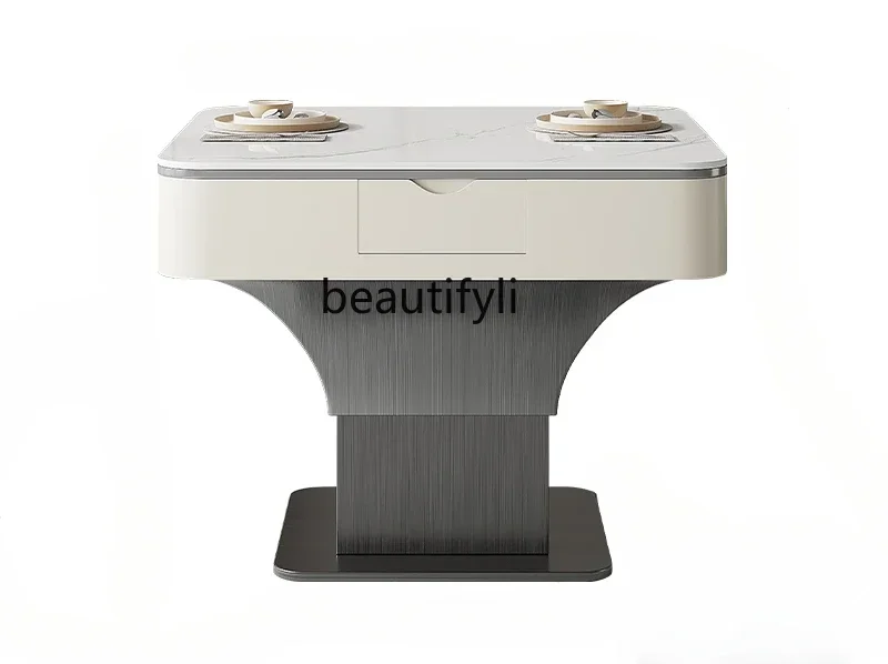 

pgThree-in-one lifting coffee table dining table modern home multifunctional rock slab mahjong table