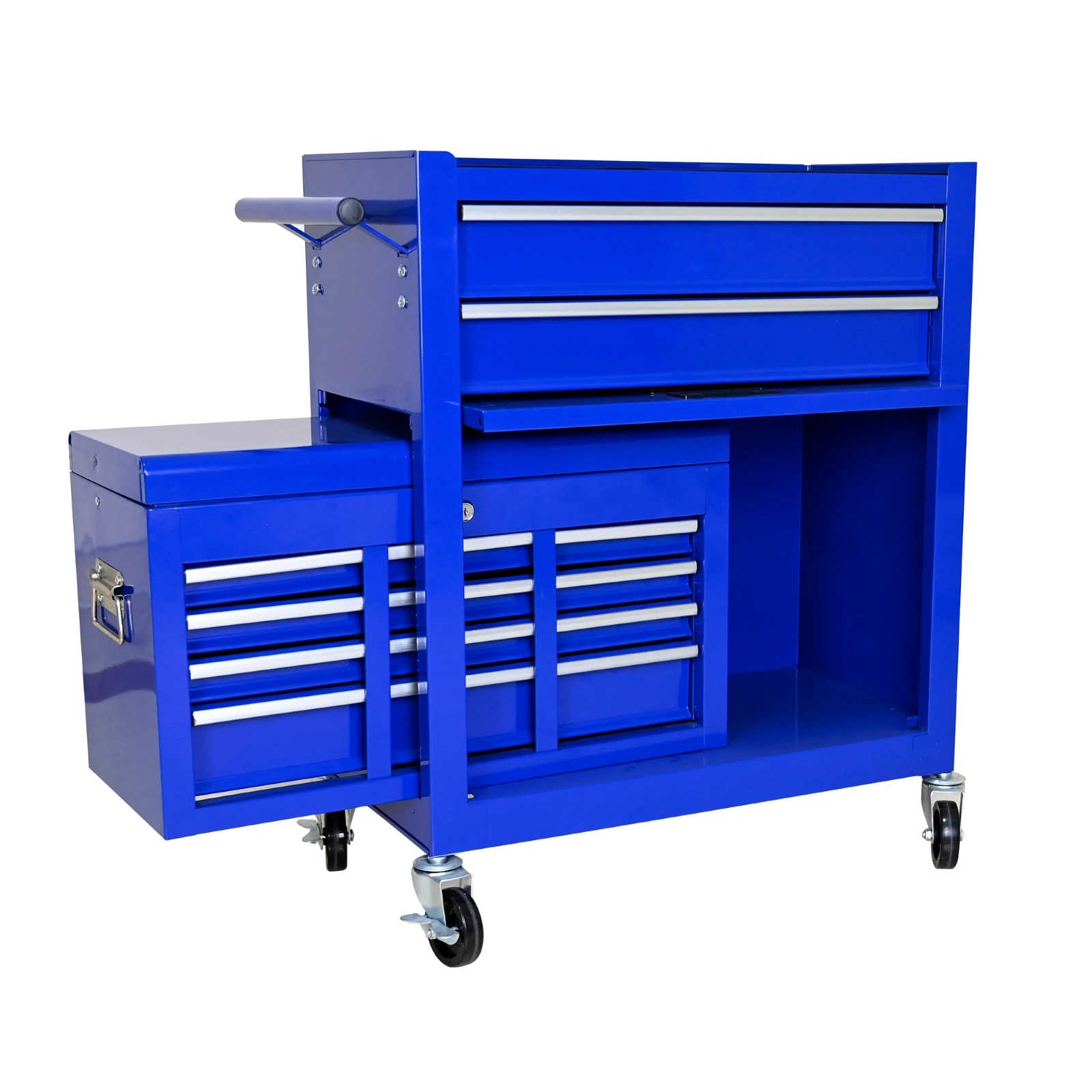 Tool Chest with 8 Drawers Tool Cart with 7 Organizer Tray Divider Set Large Rolling Tool Box Organizer for Garage Workshop,blue