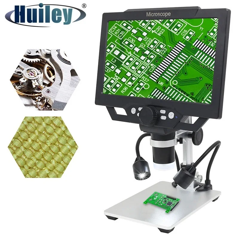 1600X Digital Microscope 9-Inch HD Display Digital Electronic Microscope for Soldering Repair with LED Dual Light Source Illumin