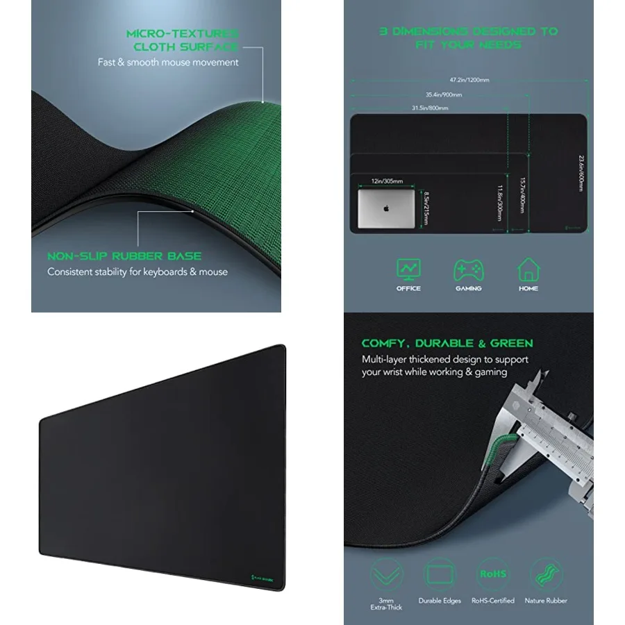 

Gaming Mouse Pad Desk Mat 47.2” x 23.6”, Oversized Large Mouse Pad, Non-Slip Mousepad, Super-Thick with Special-Textured Surface, Anti-Fray Stitched Edges, Desk Pad Manta P4