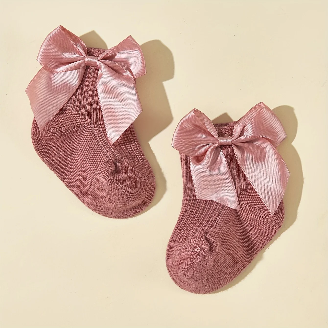 Baby Bow Middle Socks Spring and Autumn Girls Striped Short Socks Suitable for 0-6 Months, 6-12 Months