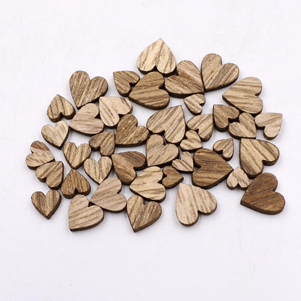 

200Pcs Natural Wooden Slices Heart Shaped DIY Ornaments Craft Supplies for Home Decor Wedding Christmas Holiday