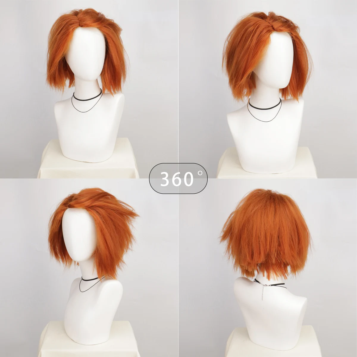 Kurze orange braune Yaki-Perücke Chucky Halloween Cosplay für Herren von Evil Killer Perücke Curse Kunsthaar Party Kostüm Perücke