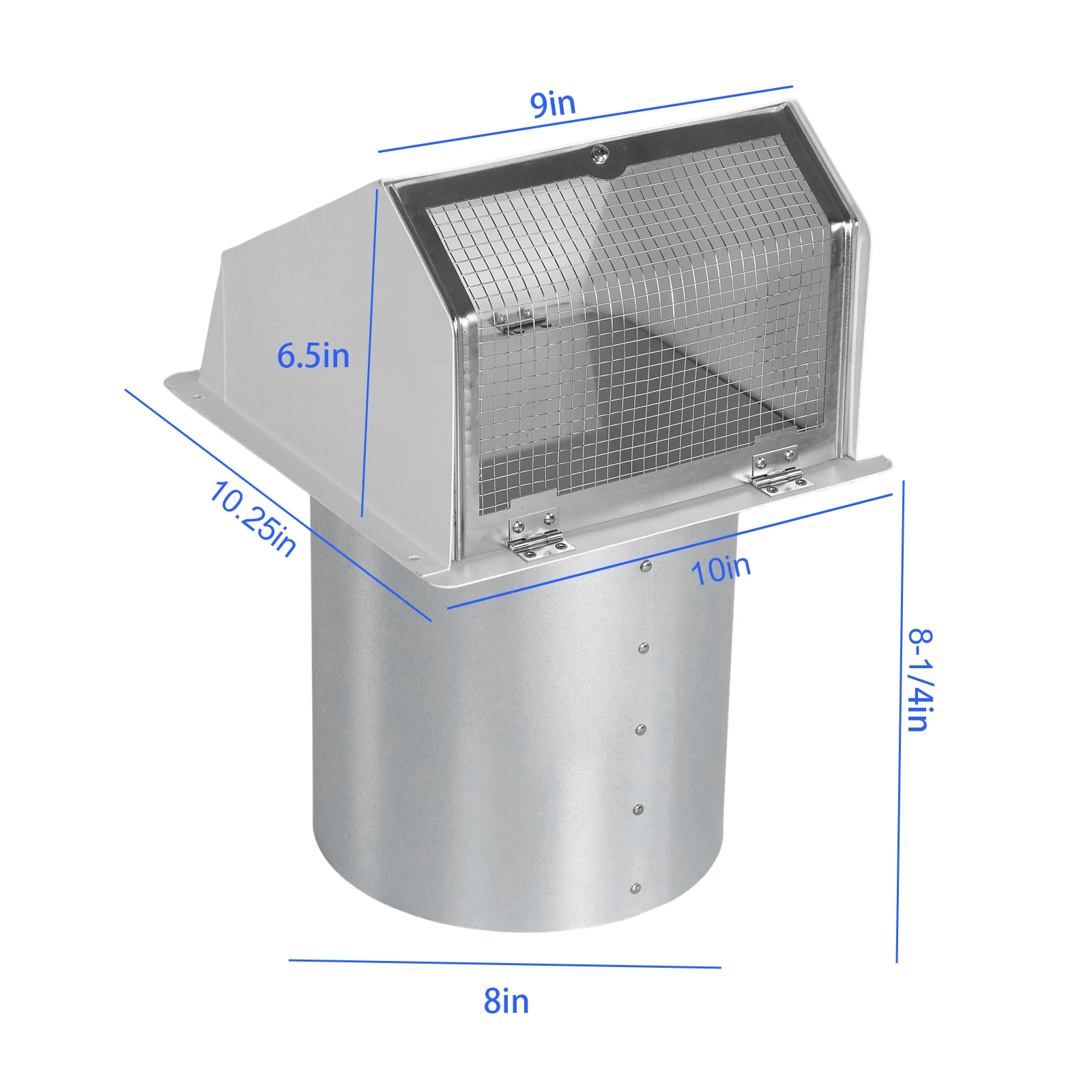 

8 Inch Dryer Vent Cover Outside with Screen and Damper Wall Vent Cover Cap Exterior Air Exhaust for Residential Housing Kitchen HVAC Duct (White)