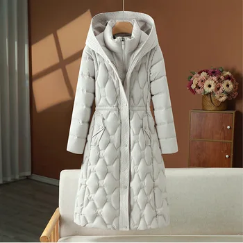 Long Hooded Winter Parka 3 Women Parkas Coats Long Jackets Detachable Hooded Solid Zipper Pocket Cinched Waist Long Sleeves Loose Thick Casual 2025 Winter 3