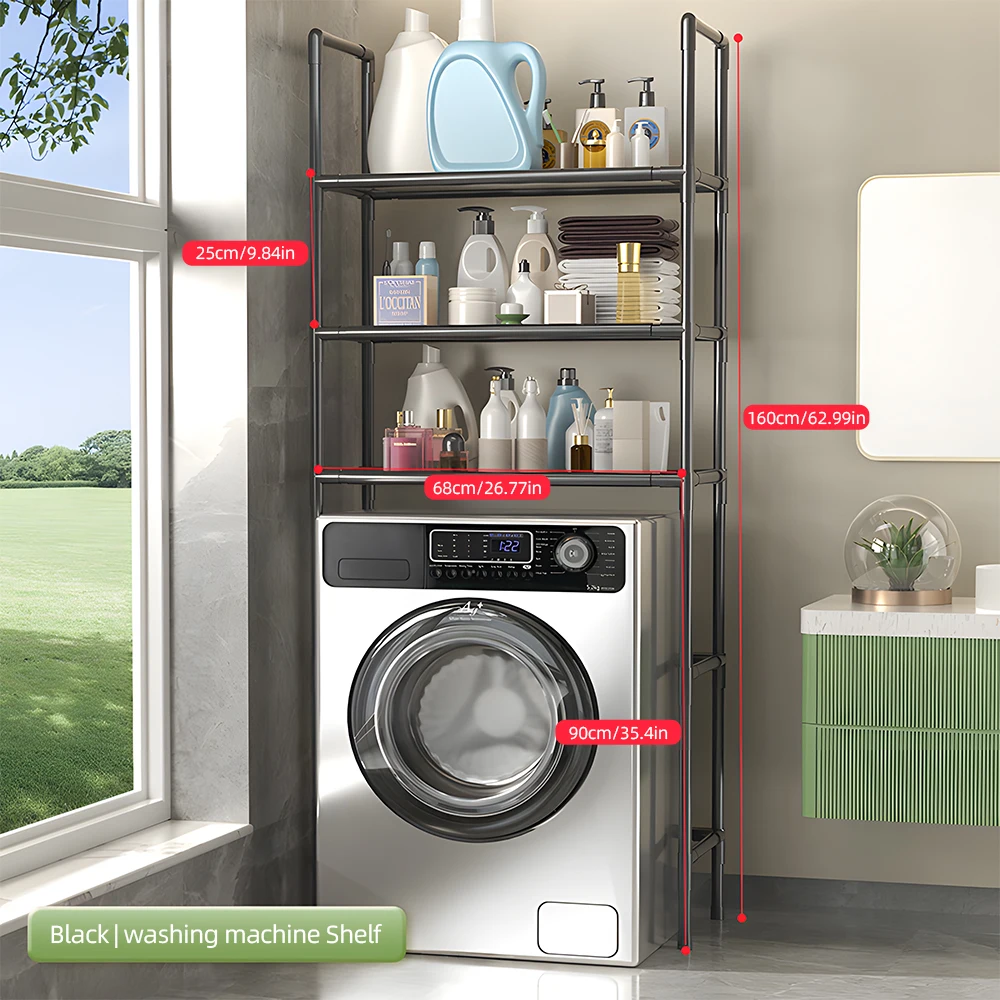 

3-Tier Over Washing Machine Storage Rack Metal Bathroom Organizer Freestanding Above Washer Dryer Rack for Restroom / Laundry