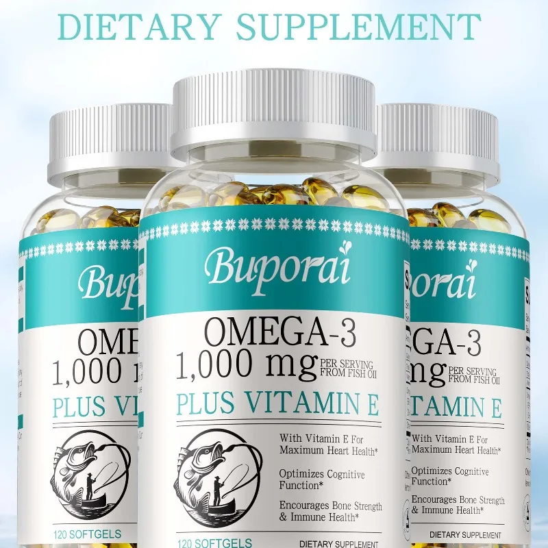 

Omega 3 Fish Oil Capusles - with EPA & DHA, Helps Brain Development and Cardiovascular Health, Supports Immune and Eye Health