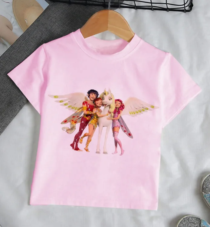 Hot Sell Tshirt Girls Kids Clothes The Mia And Me Elf Print T Shirt Cute Children Clothing Summer Fashion Tops