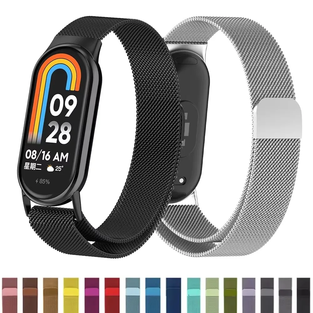 

For mi 8 9 strap miband8 miband 9 accessories magnetic loop belt correa for Xiaomi mi band 9 bands Watch strap Stainless Steel