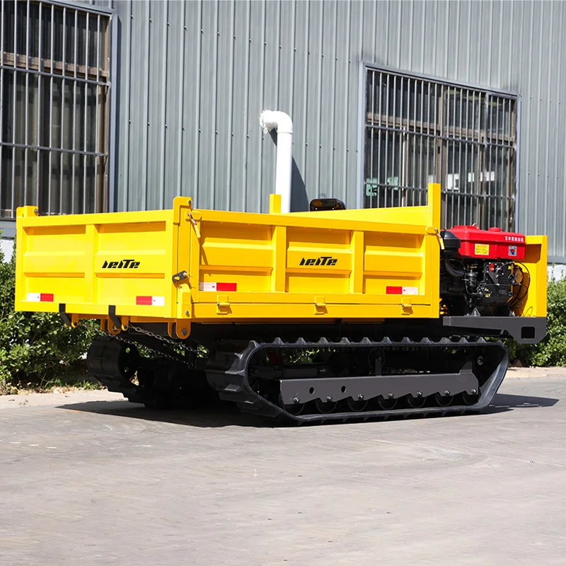 Efisiensi Tinggi 800Kg Pembawa Mini Dumper Agen Perekrut Mini Crawler Transporter Pertanian Self Loading Dump Truck Disesuaikan