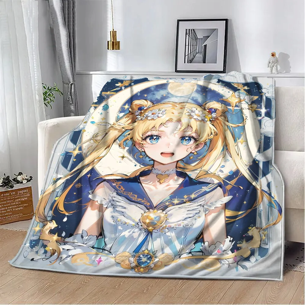 S-Sailor MoonS Flannel Blanket for Sofas Luxury Throw Blanket King Size Sofa Blankets Characters Microfiber Bedding Fluffy Soft