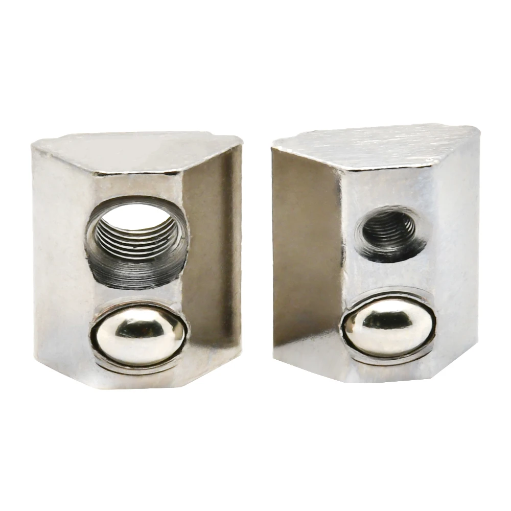 10Pcs M3M4M5M6 Self-aligning Roll-in T Nut with Ball Spring 8mm Slot Aluminum Profile 30Series Nickel/Galvanized Steel Fasteners