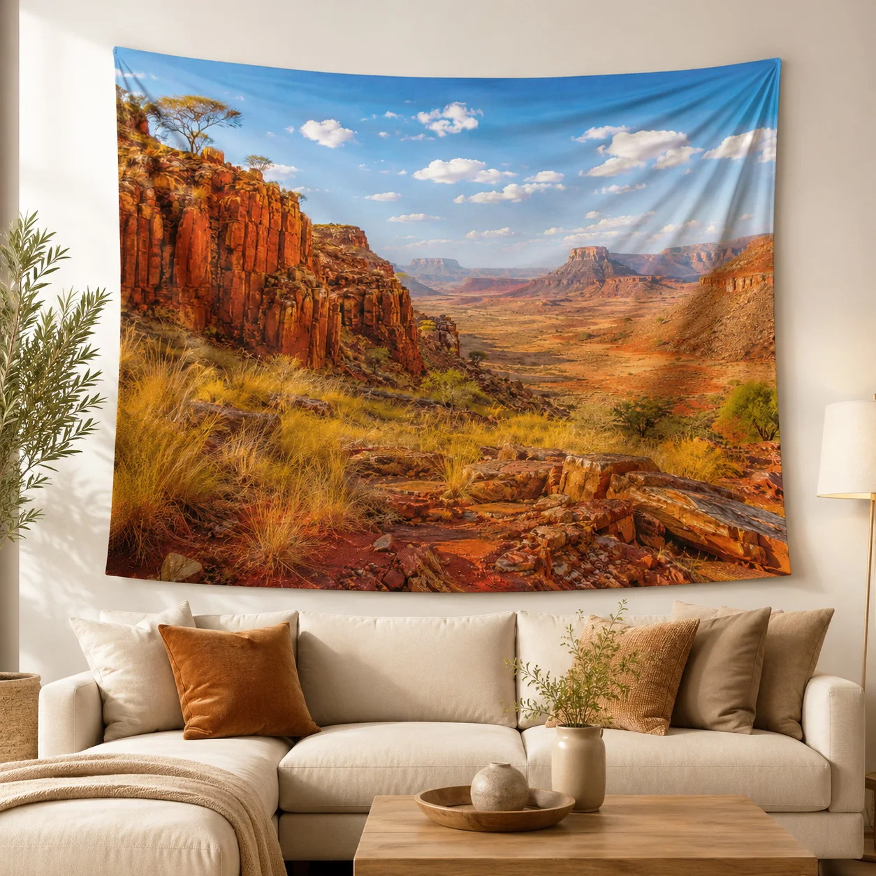 Red Rock Cliff Nature Tapestry Large Desert Savanna Wall Tapestries Boho Aesthetic Room Decor for Bedroom Christmas Gift