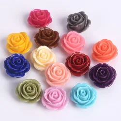 5pcs Rose Flower Shape 20mm Artificial Coral Loose Back Side Hole Beads For Jewelry Making DIY Crafts Findings