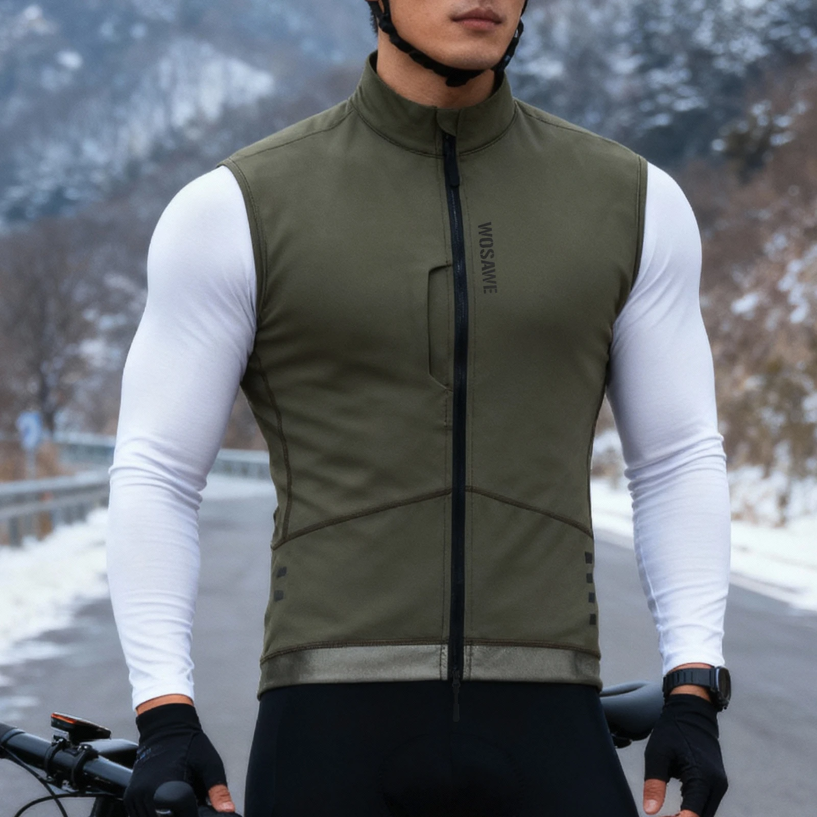 سترة WOSAWE الشتوية الحرارية لركوب الدراجات معطف الدراجة الجبلية ملابس الدراجات بدون أكمام قمصان ركوب الدراجات للرجال سترات Ciclismo #3
