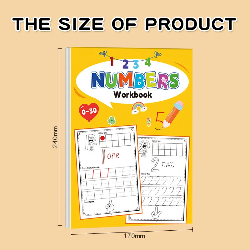 Practice Book for Numbers 0-30 Drawing Book Pen Control Calligraphy Practice Home and School Learning Workbook Mathematics