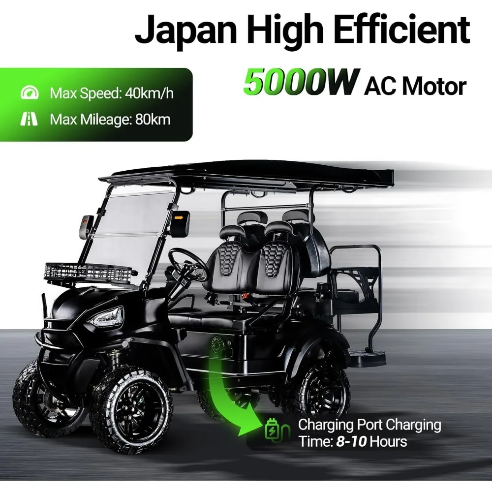 Golf cart, built-in 48V 5000W AC motor, electric golf cart with 18-inch off-road tires and independent suspension Golf Carts