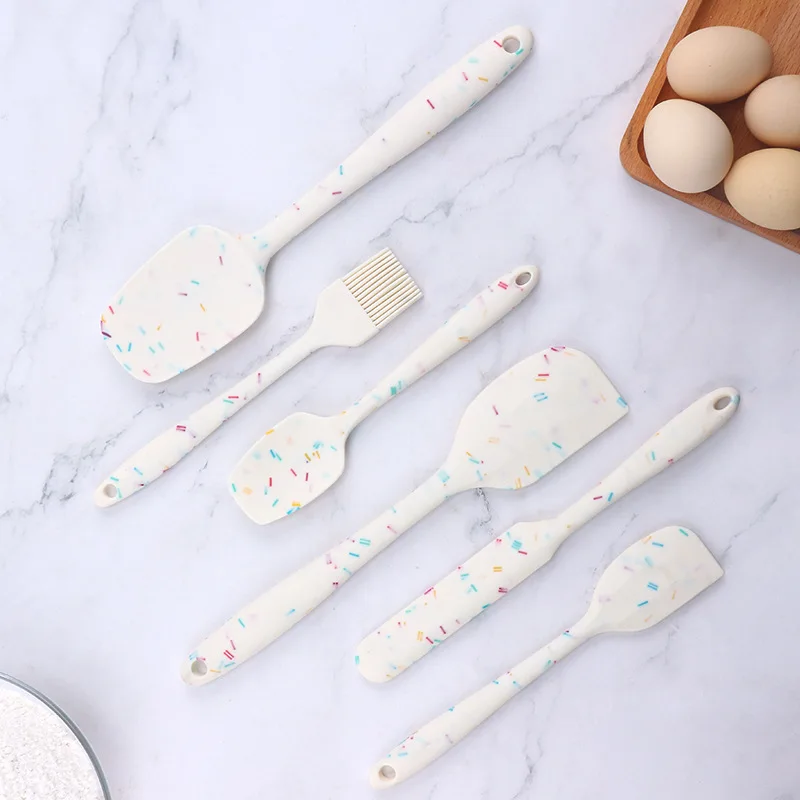 Silicone Spatula Kitchenware Baking 6-Piece Set One-Piece Cream Spatula Silicone Brush Silicone Spatula  baking accessories