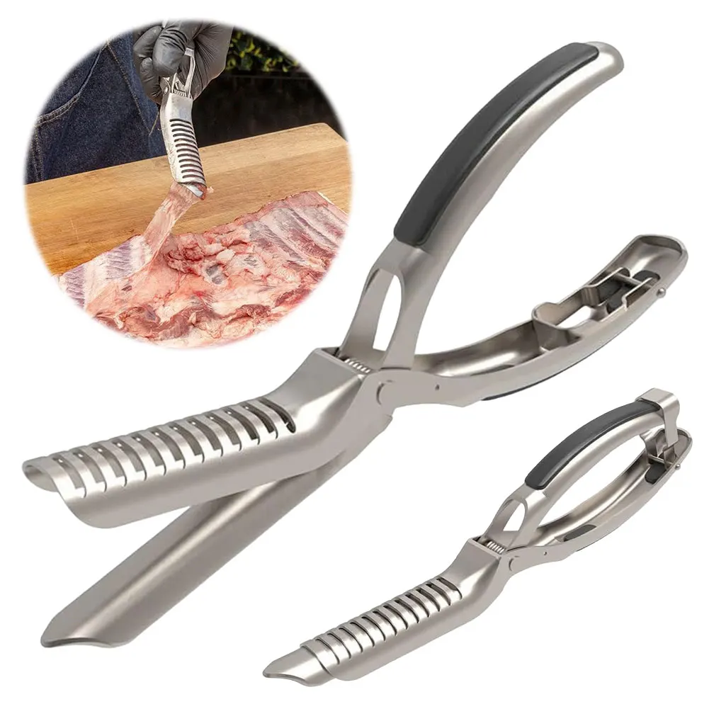 Mulinla Ribmem Pro, Skinner de costillas para barbacoa, Ribmen Prep Pro, herramienta removedora de membrana de costilla de acero inoxidable, dispositivo para parrilla de cocina para preparación de costillas