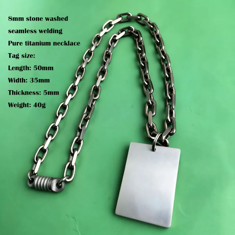 8mm Polished /Stone Washing Seamless Welded Pure Titanium Necklace Polished Thread Round Twist Buckle