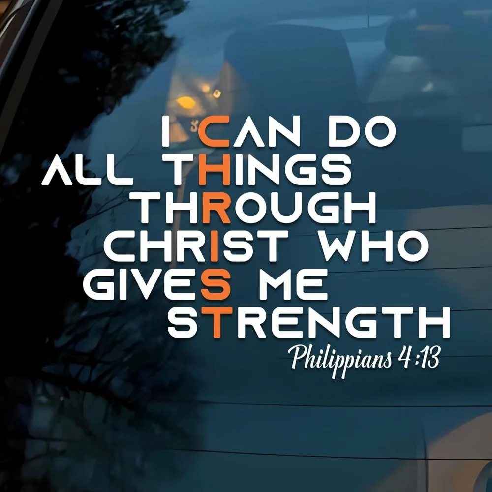1Pc "I Can Do All Things" Bible Verse Sticker Waterproof Christian Vinyl Decal for Car Window & Bumper - view 5