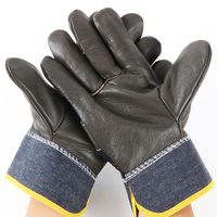 1 Pair Abrasion Resistant Cowhide Welding Gloves Labor Protection Heat Resistant Leather Work Gloves Thickened Construction