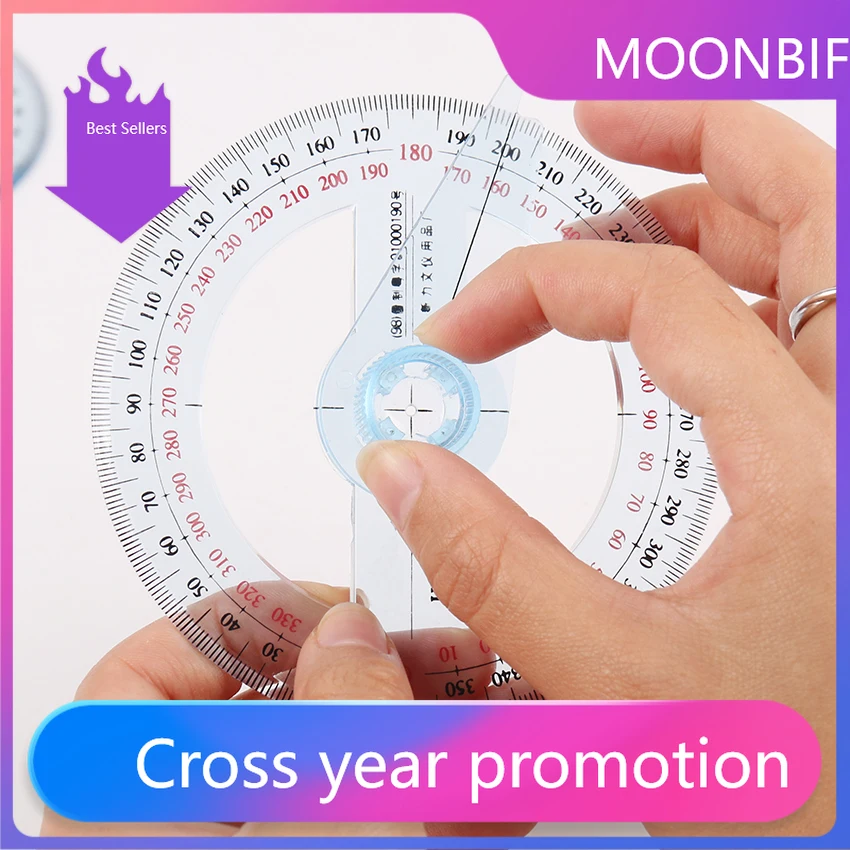 Hot Sale Circular 10cm Plastic 360 Degree Pointer Protractor Rulers Angle Finder for Student Stationery Gift Protractor Home