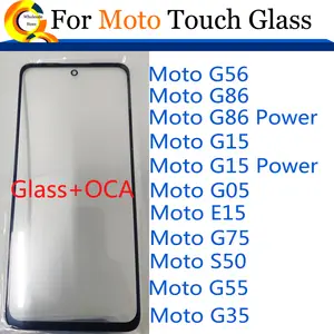 Bilashmart 10Lot Outer Screen Glass Motorola Moto G56 G86 G15 Power Touch Screen LCD Front Glass G05 E15 G75 S50 G55 G35